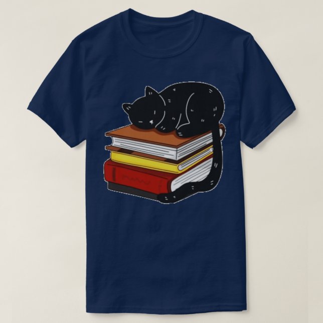 Camiseta Gato Negro Em Livros Mágicos (Frente do Design)