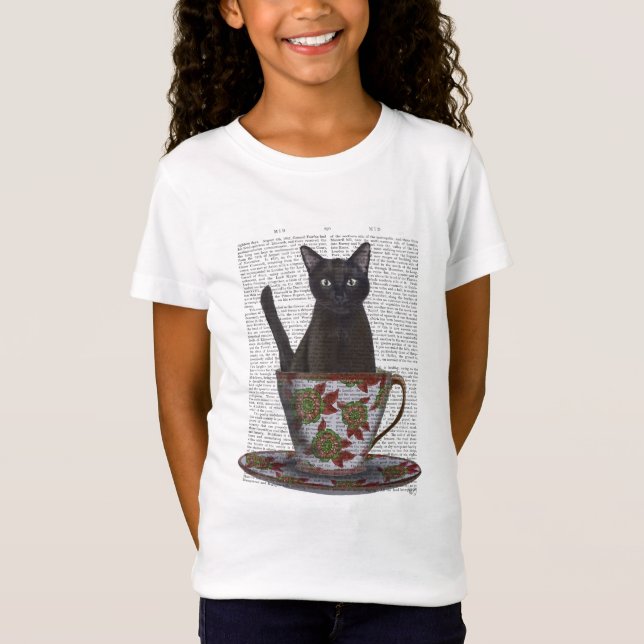 Camiseta Gato Negro em Teacup (Frente)