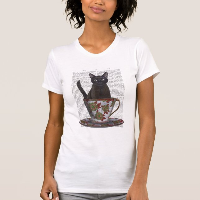 Camiseta Gato Negro em Teacup (Frente)