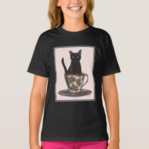 Camiseta Gato Negro em Teacup