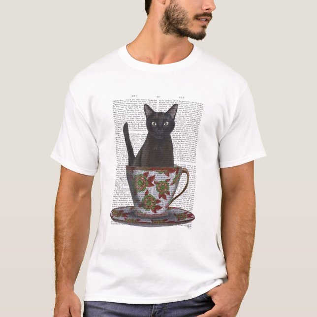 Camiseta Gato Negro em Teacup (Frente)