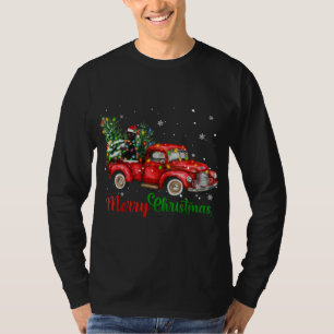 Camiseta Gato Negro Engraçado Andando Caminhão Vermelho Árv