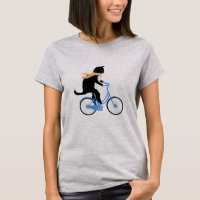 Gato Negro Engraçado Andando De Bicicleta