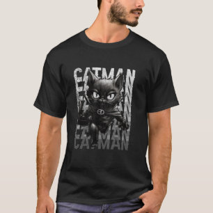 Camiseta Gato Negro Engraçado De Super-Herói Gato Catman