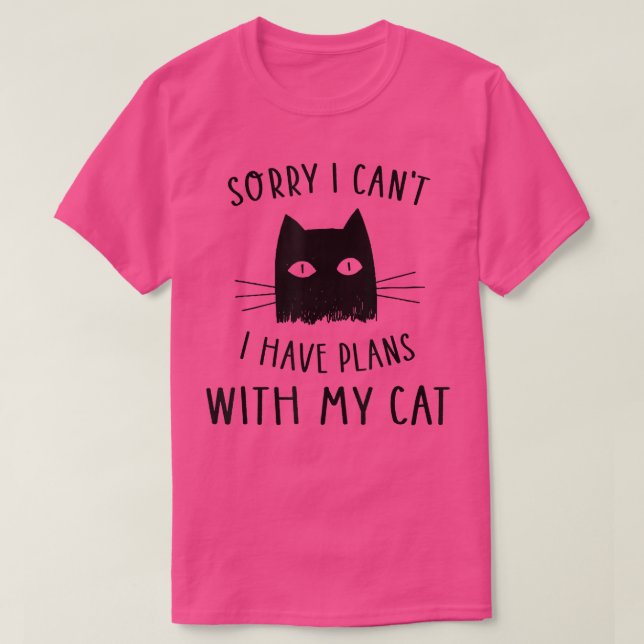 Camiseta Gato Negro Engraçado Desculpe não ter planos comig (Frente do Design)