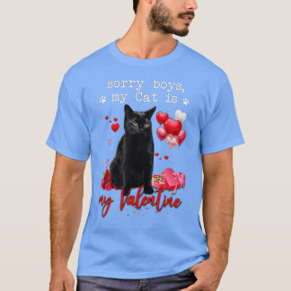 Camiseta Gato Negro Engraçado Desculpe Rapaz Meu Gato É Meu