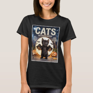 Camiseta Gato Negro Engraçado E Bonito Na Feira De Bat