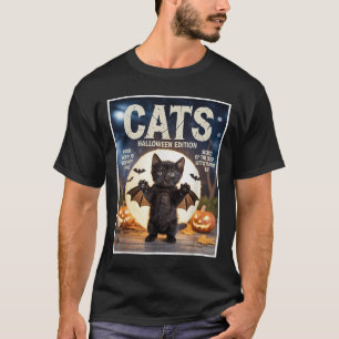 Camiseta Gato Negro Engraçado E Bonito Na Feira De Bat