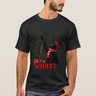 Camiseta Gato Negro Engraçado Empurrando Árvore De Natal So