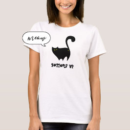 Camiseta Gato Negro Engraçado Engraçado Cartoon Cheeky