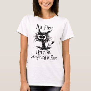 Camiseta Gato Negro Engraçado Está bem Estou bem Está tu