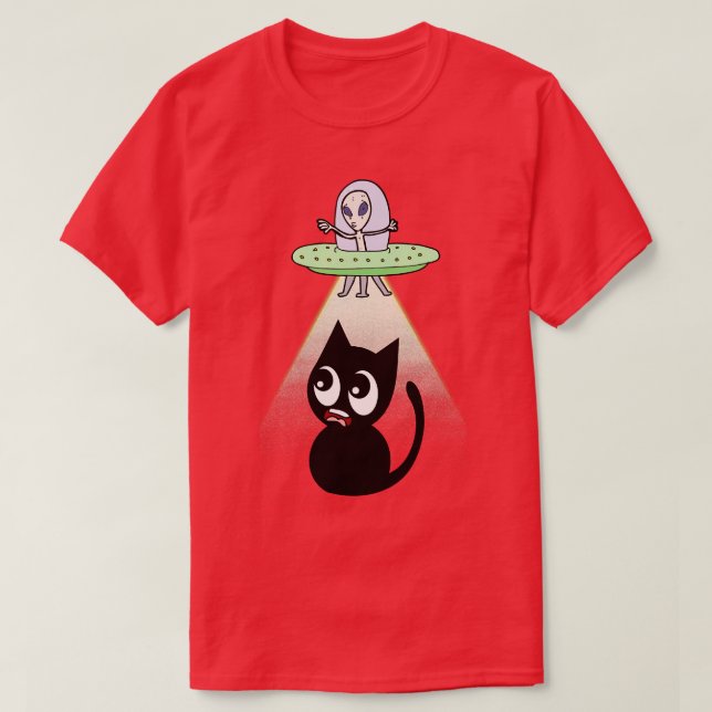 Camiseta Gato Negro Engraçado Está Sendo Raptado (Frente do Design)
