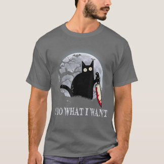Camiseta Gato Negro Engraçado Eu Faço O Que Eu Quero.