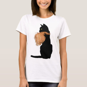 Camiseta Gato Negro Engraçado Lady Kamala Com Cabelo De Tru