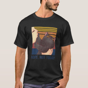 Camiseta Gato Negro Engraçado Não Hoje Dia Mundial de Pregu
