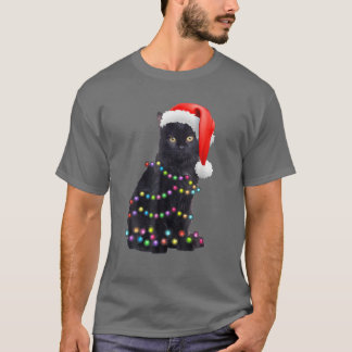 Camiseta Gato Negro Engraçado Natal Gato Lover Christina
