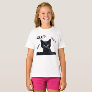 Camiseta Gato negro engraçado O QUÊ?