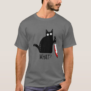 Camiseta Gato Negro Engraçado O Quê? Segurando Malditos H