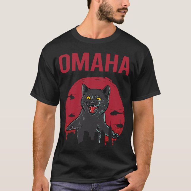 Camiseta Gato Negro Engraçado Omaha (Frente)