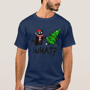 Camiseta Gato Negro Engraçado Presente Empurrando Árvore