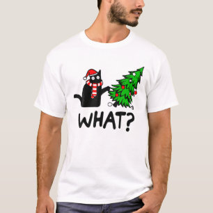 Camiseta Gato Negro Engraçado Presente Empurrando Árvore