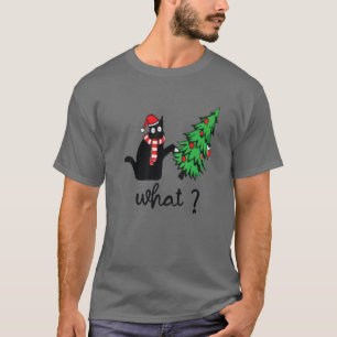 Camiseta Gato Negro Engraçado Presente Empurrando Árvore