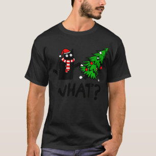 Camiseta Gato Negro Engraçado Presente Empurrando Árvore De