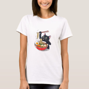 Camiseta "Gato Negro Fome com Ramen"
