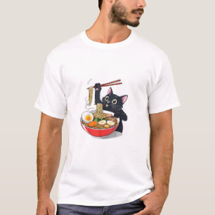 Camiseta "Gato Negro Fome com Ramen"