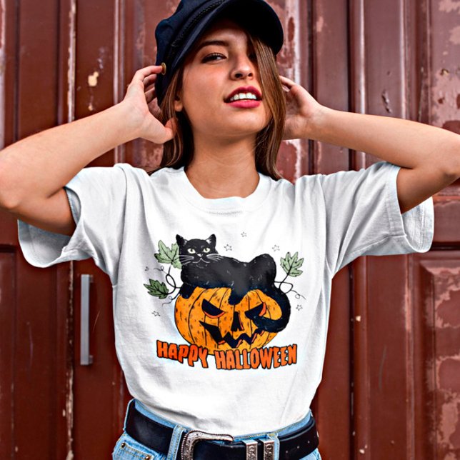 Camiseta Gato Negro Halloween (Criador carregado)