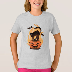 Camiseta Gato Negro Halloween Gata Amada Noite Estrelada Ga