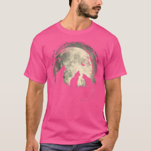 Camiseta Gato Negro Halloween - Preto Místico Sobre Lua
