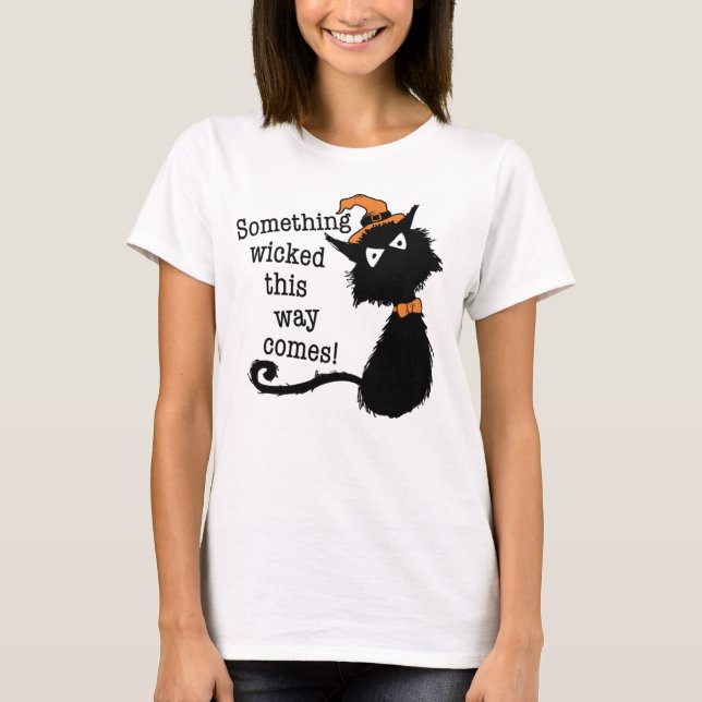 Camiseta Gato Negro Halloween - Shakespeare Cita T-Shirt (Frente)