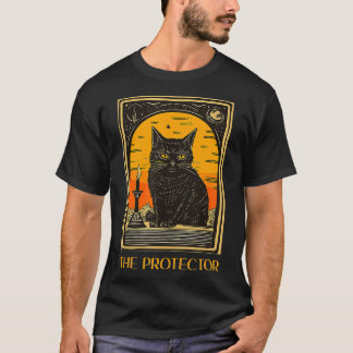 Camiseta Gato Negro Halloween Tarot O Protetor Fortune Te