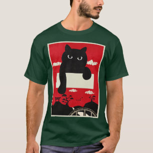 Camiseta Gato Negro Japonês Kawaii Gato Lover Cute Neko