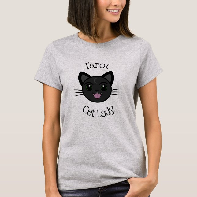 Camiseta "Gato Negro Místico" Gama de Gato Tarot (Frente)