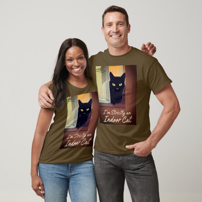 Camiseta Gato Negro na Janela (Unissex)