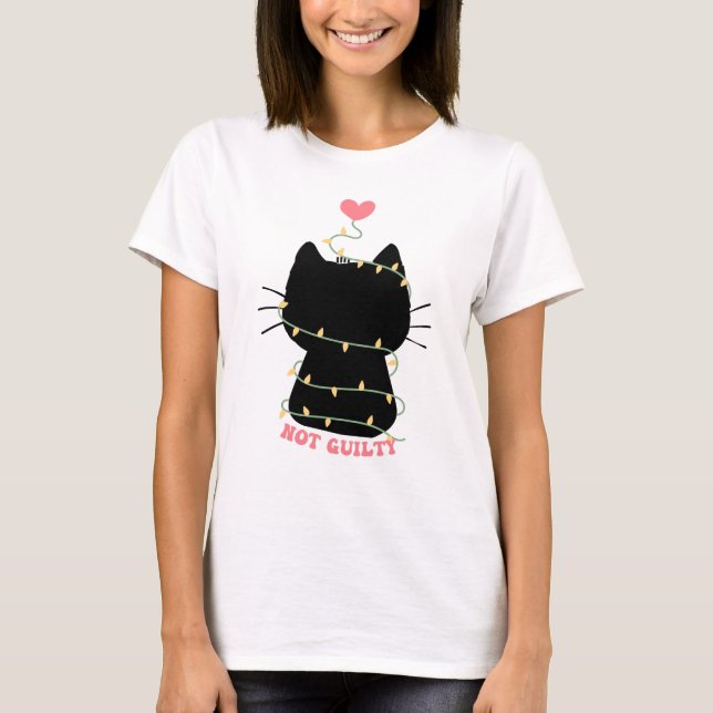 Camiseta Gato negro não culpado (Frente)