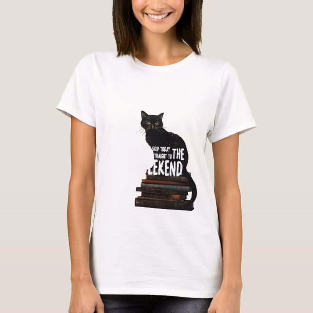 Camiseta Gato Negro nos Livros "Passe para o Fim de Semana" (Frente)