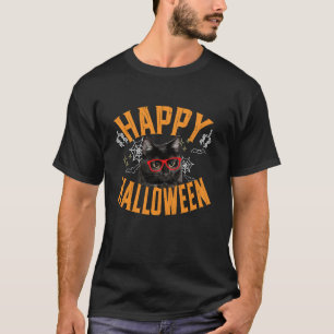 Camiseta Gato Negro Olhos Amarelos Óculos escuros Feliz Dia