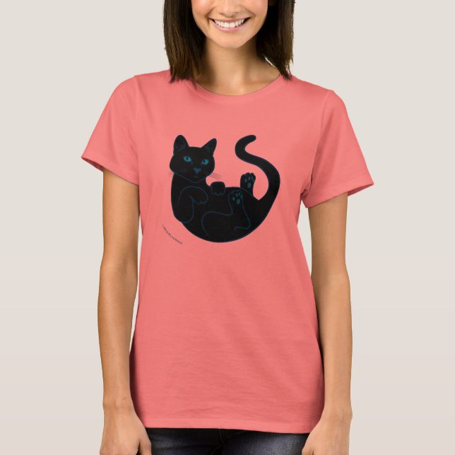 Camiseta Gato Negro, Olhos Azuis. (Frente)
