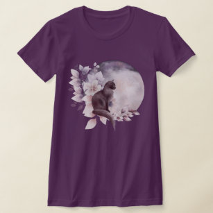 Camiseta Gato Negro por uma Lua Mágica Cheia