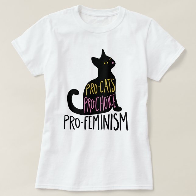 Camiseta Gato negro pró-feminista pró-gata (Frente do Design)