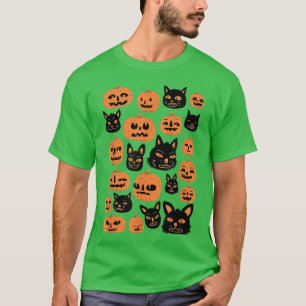 Camiseta Gato Negro Pumpkin Vintage Halloween Trick