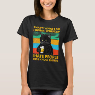 Camiseta Gato Negro Que É O Que Eu Faço Eu Bebo Whiskey Eu 