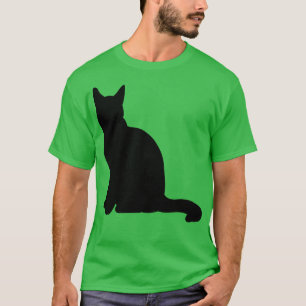 Camiseta Gato Negro Sentado Arte de Vetor Silhouette Cortad