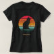 Camiseta Gato Negro Silhueta no arco-íris em desgosto (Frente do Design)