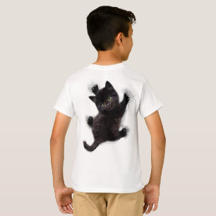 Camiseta Gato Negro Subindo Nas Costas Humanas