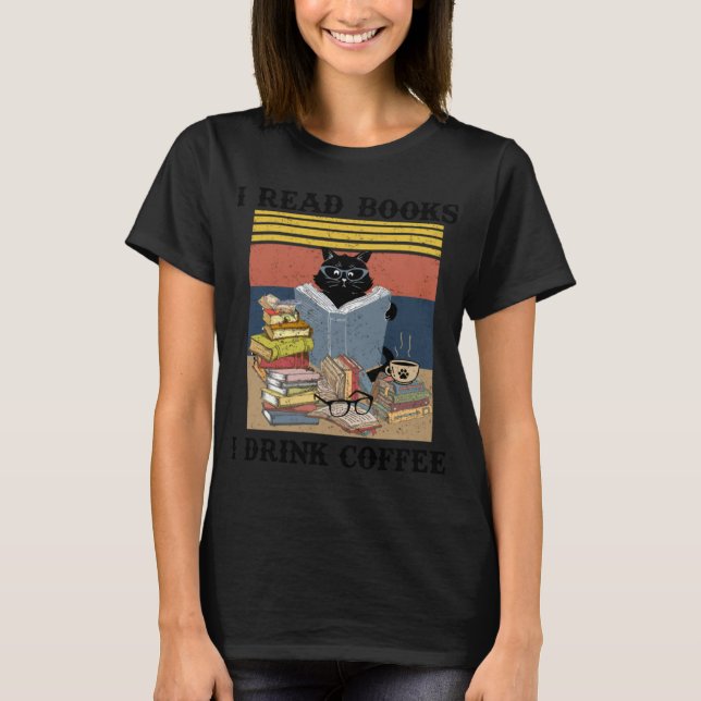 Camiseta Gato Negro Thatu2019s O que eu faço eu leio livros (Frente)