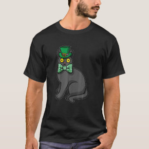 Camiseta Gato Negro Vestindo Boné De Ivy Com Rua Dia De Pat